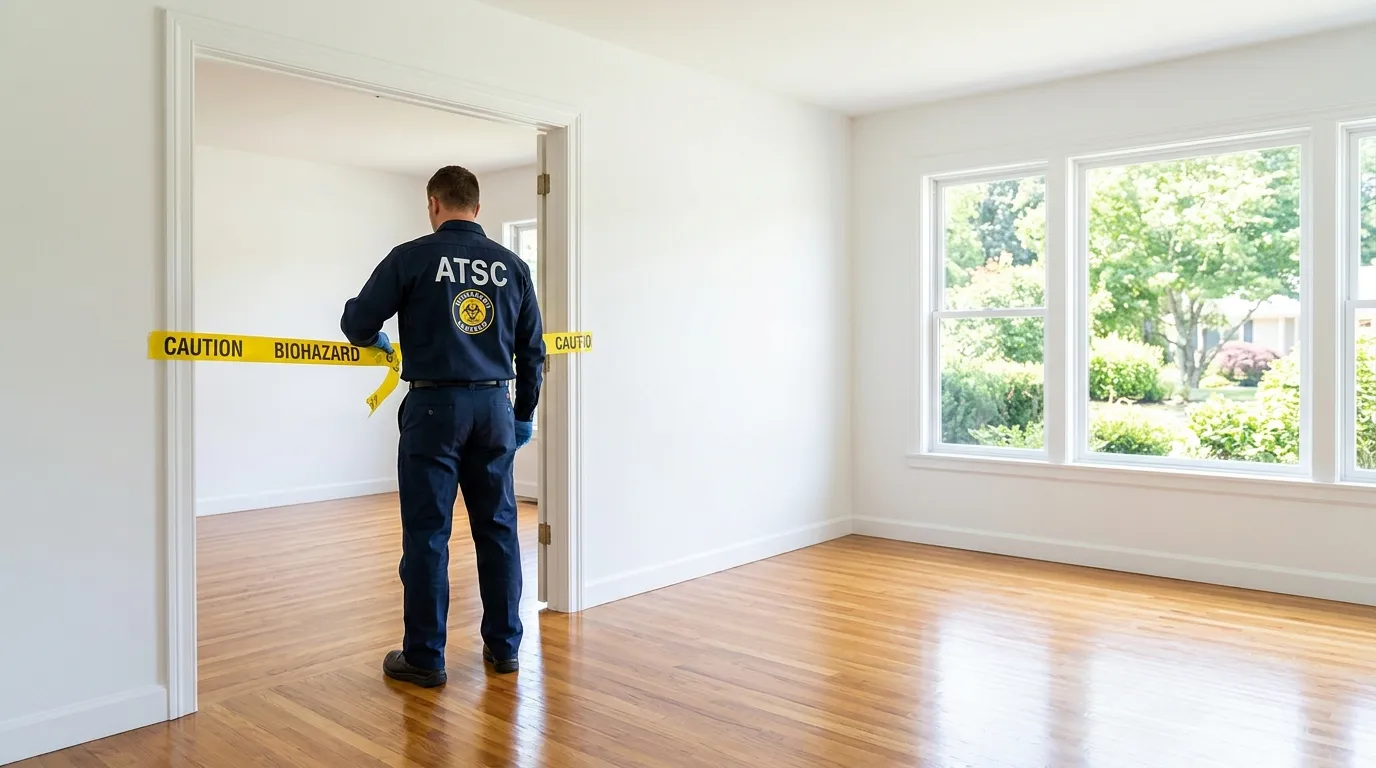 Certified biohazard cleanup crew performing Trauma Scene Cleanup in Union